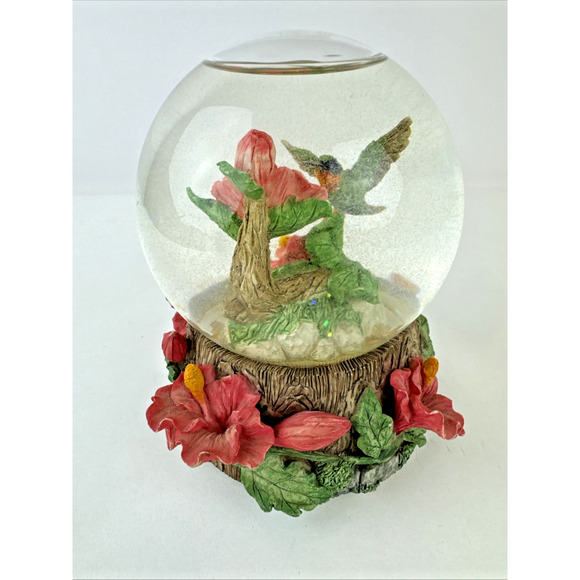 Hummingbird Water Globe San Francisco Music Box Hibiscus Wind Beneath My Wings - Picture 4 of 11